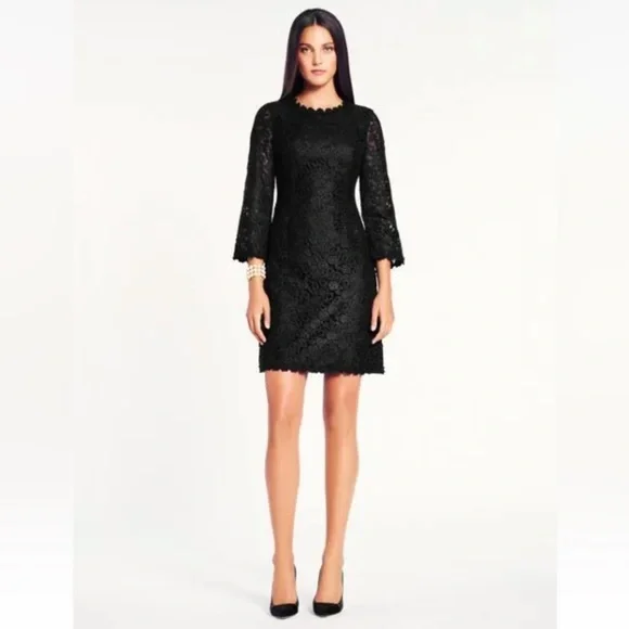 chinese dress ladies Kate Spade Mixed Lace Shift Dress, Black